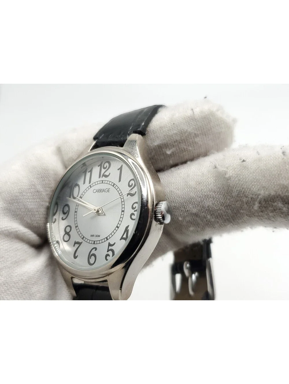 Carriage By Timex Quartz Womens Watch New Battery Silver Dial 30mm